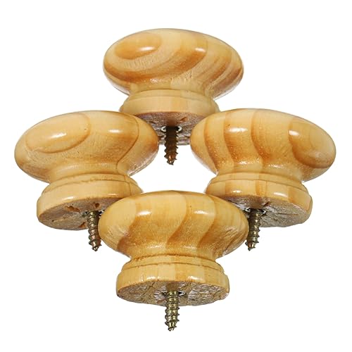 Homoyoyo Maniglia Per Mobili 4 Pezzi Pomolo Rotondo in Legno E Lega Facile Da Installare Per Cassetti Armadi E Mobili Moderni