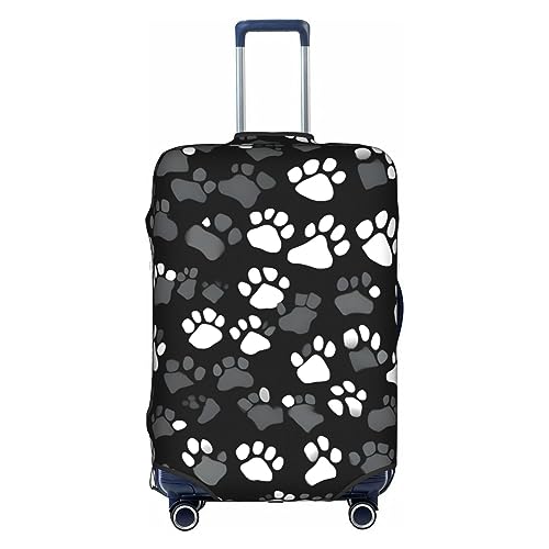 Black And White Paw Print Luggage Cover, Protective Washable Suitcase Cover With Concealed Zipper Fits 18 To 32 Inch