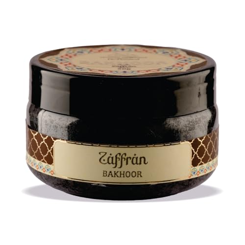 Image of Devdarshan Zaffran Bakhoor (50g) Pack of 1 | Premium Long-Lasting Oriental Aroma | Natural Resin for Home Fragrance, Meditation & Relaxation | Luxurious Scented Bakhoor