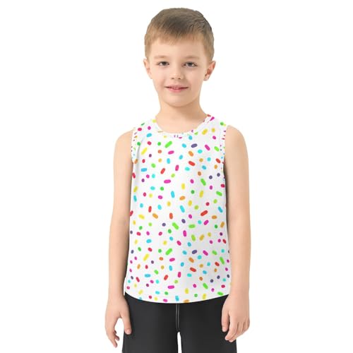 J JOYSAY Colorful Candy Sprinkle White Boys Tank Top Sleeveless Muscle Shirts Quick Dry Kids T-Shirts 3-15T2