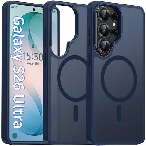 Image of Oterkin Magnetic for Samsung Galaxy S26 Ultra Case Matte, S26 Ultra Phone Case Compatible with MagSafe Frosted Translucent Shockproof Anti-Scratch Slim Fit Case Military Grade Protection (Dark Blue) | Matte, Compatible with MagSafe, Frosted Translucent, Shockproof Anti-Scratch Slim Fit, Military Grade Protection