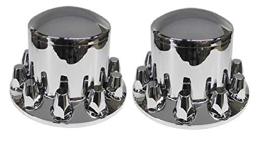 PTP Set of 4 Chrome Semi Truck Rear Axle Hub & Lug Nut Covers 33mm Lug Nuts
