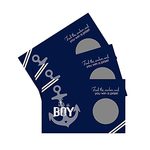 Nautical Scratch Off Cards (28 Pack) Boys Baby Shower Games - Anchor Favors - Ahoy Raffle Tickets For Parties - Whale Sprinkle - Blue And Grey #TOP3