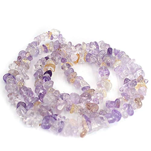 SR BGSJ Jewelry Making 6-8mm Gemstone Amethyst Ametrine Peridot Citrine Cherry Strawberry Smoky Black Rutilated Rose Crystal Rock Quartz Chips Beads Strand 34" (Ametrine)