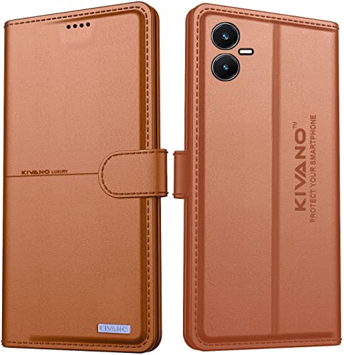 Image of KIVANO Compatible with Vivo Y22 Flip Cover | Leather Finish | Inside Pockets & Inbuilt Stand | Shockproof Wallet Style Magnetic Closure Back Cover Case