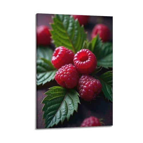 Tableau framboises rouges œuvre artistique moderne premium 50 x 75 cm