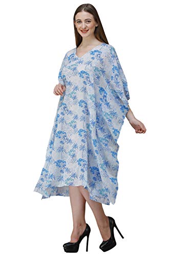 Image of RAVI RAJORIA Georgette Digital Printed Beach Wear Kaftan Blue Free Size R800 | Multi Color 2