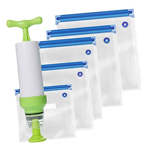 COLLBATH 6pc Pa Pe Vacuum Sealer Bags Sealed Preservation Bags for Food 21x22cm 26x28cm 26x34cm 30x34cm 22x28cm Green Manual Pump
