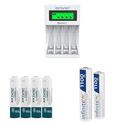 Image of ENVIE (ECR11MC) SprintX Ultra Fast Charger for Rechargeable Batteries AA & AAA Ni-mh, with LCD Disp