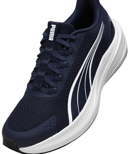 PUMA Dasher Lite SLIPTECH Chaussures de Course sur Route Unisexes, Bleu Marine/Gris Plume, 42 EU, Puma Gris Plume Bleu Marine, 43 EU