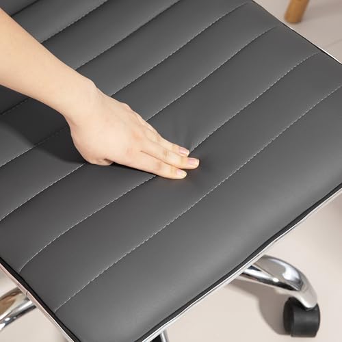 Sedia da Ufficio Ergonomica in Finta Pelle PU con Altezza Regolabile, Poltrona da Ufficio e Studio con Seduta Girevole e 5 Ruote, Grigio Scuro - Sedia gaming - Immagine 7