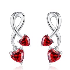 Rhodium Plated-Garnet Cz
