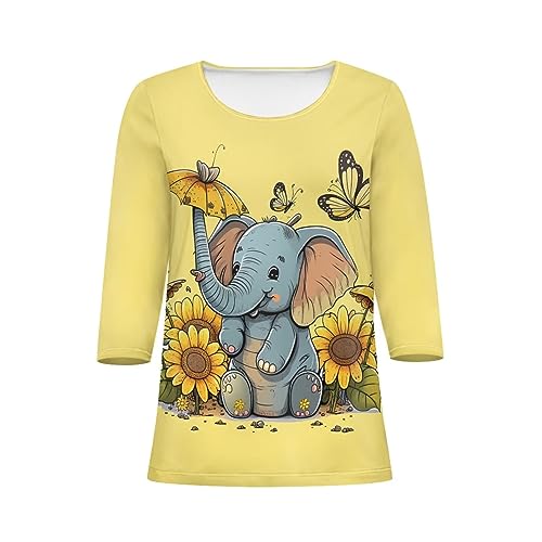 TODIYADDU Womens 3/4 Sleeve Tops with Exquisite Prints Long Sleeve T-Shirts Casual Tunic Tops Trendy Blouse for Girls Clothes2