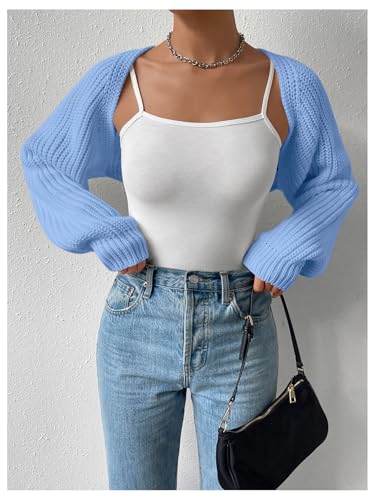 Image of Verdusa Women's Y2k Cropped Cardigan Sweaters Lightweight Knit Open Front Bolero Shrugs Spring Fall Outfits