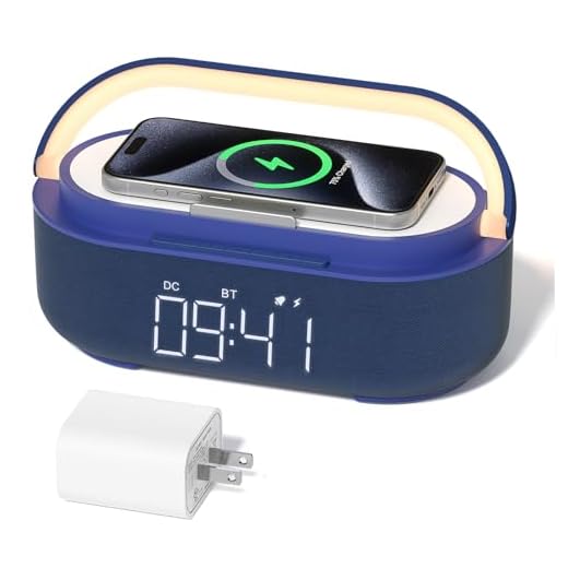 COLSUR 6-in-1 Bluetooth Speaker Alarm Clock with 15W Wireless Charger, FM Radio, Adjustable LED Night Light, 2500mAh Battery, Snooze Function – for Bedroom, Home, Office