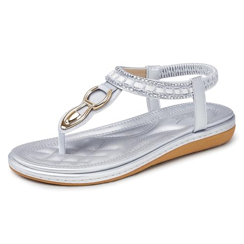 Image of SHIBEVER Flat Sandals for Women Dressy: Comfortable Thong Slip On Sandal