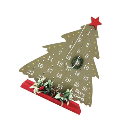GOOHOCHY Wooden Christmas Tree Countdown Calendar Multifunktionell Juldekoration för Hem och Kontor med Nedräkningskalender Vägghängande Xmas Kalender och Festlig Bordsprydnad