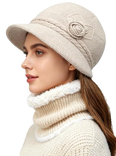 Gorro de invierno beige para mujer y hombre miniatura 2