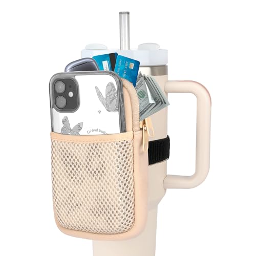 evron Water Bottle Pouch for Stanley Cup, Stanley Cup Accessories 40oz with Spacious Opening Mesh Pocket Fit for Most Mobiles,Gym Accessories Slip Proof Elastic Armband Tumbler Pouch