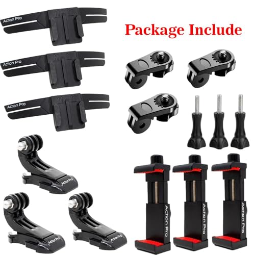 Image of Action Pro Helmet Chin Mount Strap, Compatible with Smartphones & GoPro Hero 13 /12 /11 /10 /9 /8 /7 /6 /5, DJI Osmo, Insta360, SJCAM & Other Action Cameras (Pack of 3)