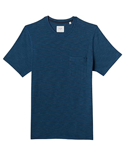 Billy Reid Men's Feeder Stripe Pocket Tee, Midnight Blue, Small