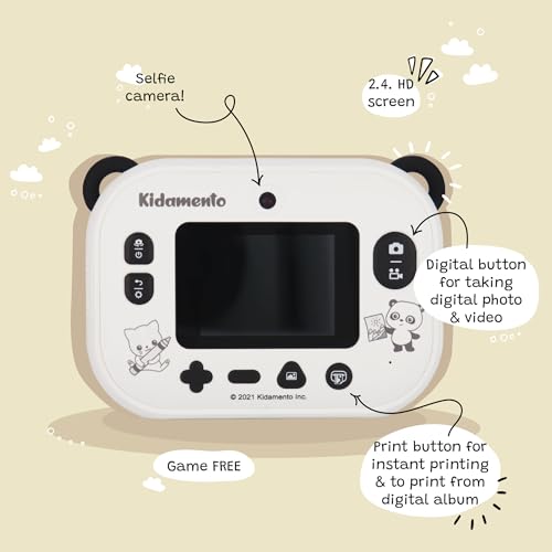 Image of Instant Print Kids Digital Camera & Video Camcorder with Selfie Camera by Kidamento, Scavenger Hunt Momento Book, 32GB Memory Card - Model P