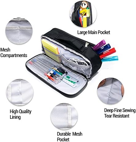 NORDICSNOTION Black Pencil Case for Boys and Girls Large Capacity Pencil Cases for Women Adults & Kids with Extra Zipper Section and Big Compartments Personalised Stationery Organizer