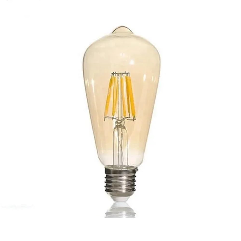 1fortunate Paquete de 30 bombillas de filamento LED AC220V E27 ST64 4W/6W/8W lámpara Retro Edison luz antigua Vintage(6W)
