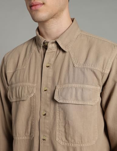 Image of INKD Men's Shacket Shirt - 100% Cotton | Relaxed Fit | Colored Denim Shirt for Men | Full Sleeve | Soft & Comfortable | Overshirt | Premium Buttons
