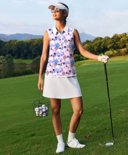 Image of COOrun Golf Shirts for Women UPF 50+ Sleeveless Polo 1 /4 Zipper Tank Tops