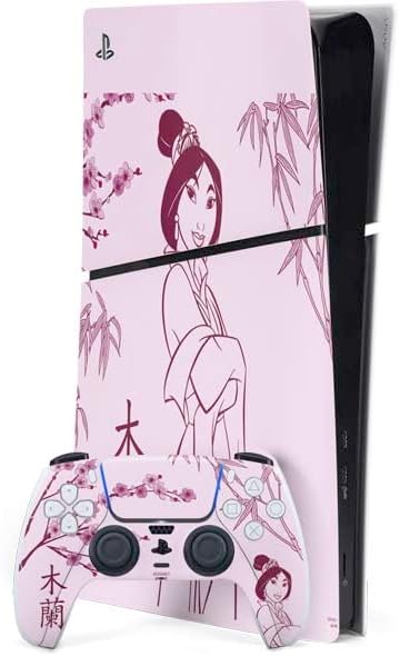 Skinit Decal Gaming Skin Compatible with PS5 Slim Digital Edition Bundle - Officially Licensed Disney Princess Mulan Art Design