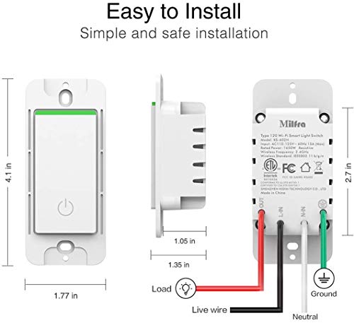Smart Switch 3Gang Smart Light Switch 3 Gang Milfra 2.4Ghz In-Wall Smart Switch Alexa Wifi Switch Work With Alexa Google Assistant,Need Neutral Wire,Single-Pole Only #TOP6