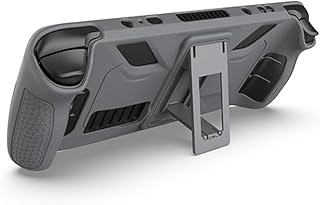 for Steam Deck ケース シリコン保護ケース 折り畳み式スタンド付き スチームデッキ用保護ケース シリコンカバー ソフト スタンド機能 for Steam Deckシリコン保護カバー 擦り傷防止 防衝撃 全面保護ケース 取付簡単 軽量 放熱設計 柔らかい (グレー)