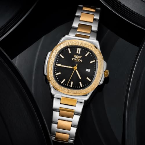 Image of Luxury Business Analog Quartz Watch for Men Sunburst Dial, Stainless Steel Strap, Date Display, Luminous Hands & Water Resistant (Black)