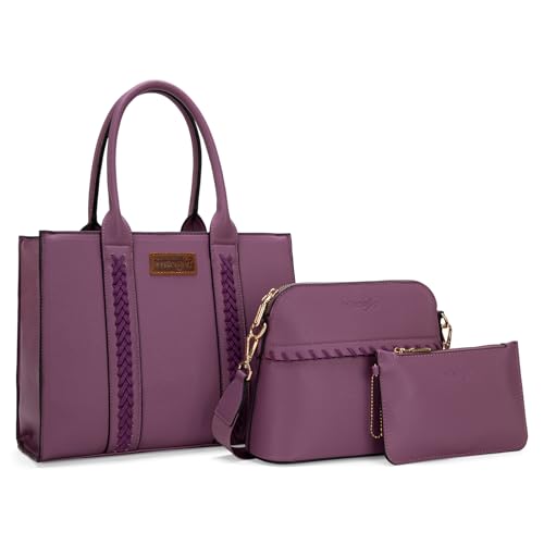 Image of Wrangler 3PCS Purses for Women Tote Bag Crossbody Handbag and Wallet Set with Guitar Strap