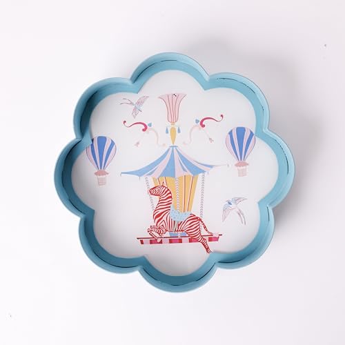 Image of The Wishing Chair Up In The Air Metal Wall Plate | Decorative Metal & Acrylic Wall Art for Kids Room, Nursery & Bedroom | Flower-Shaped Wall Hanging Decor with Whimsical Circus Design