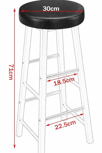 Image of 54170 Breakfast Stool /Kitchen Counter Bar Stool with Black Cushioned seat and Black Metal /High Stool for Cafe, Home and Office