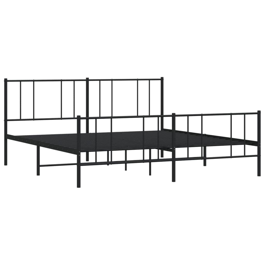 Telaio letto con testiera e pediera in metallo nero 193 x 203 cm Cornice da letto per soggiorno Telaio per camera da letto Struttura del letto dell'hotel Adatto per camera da letto