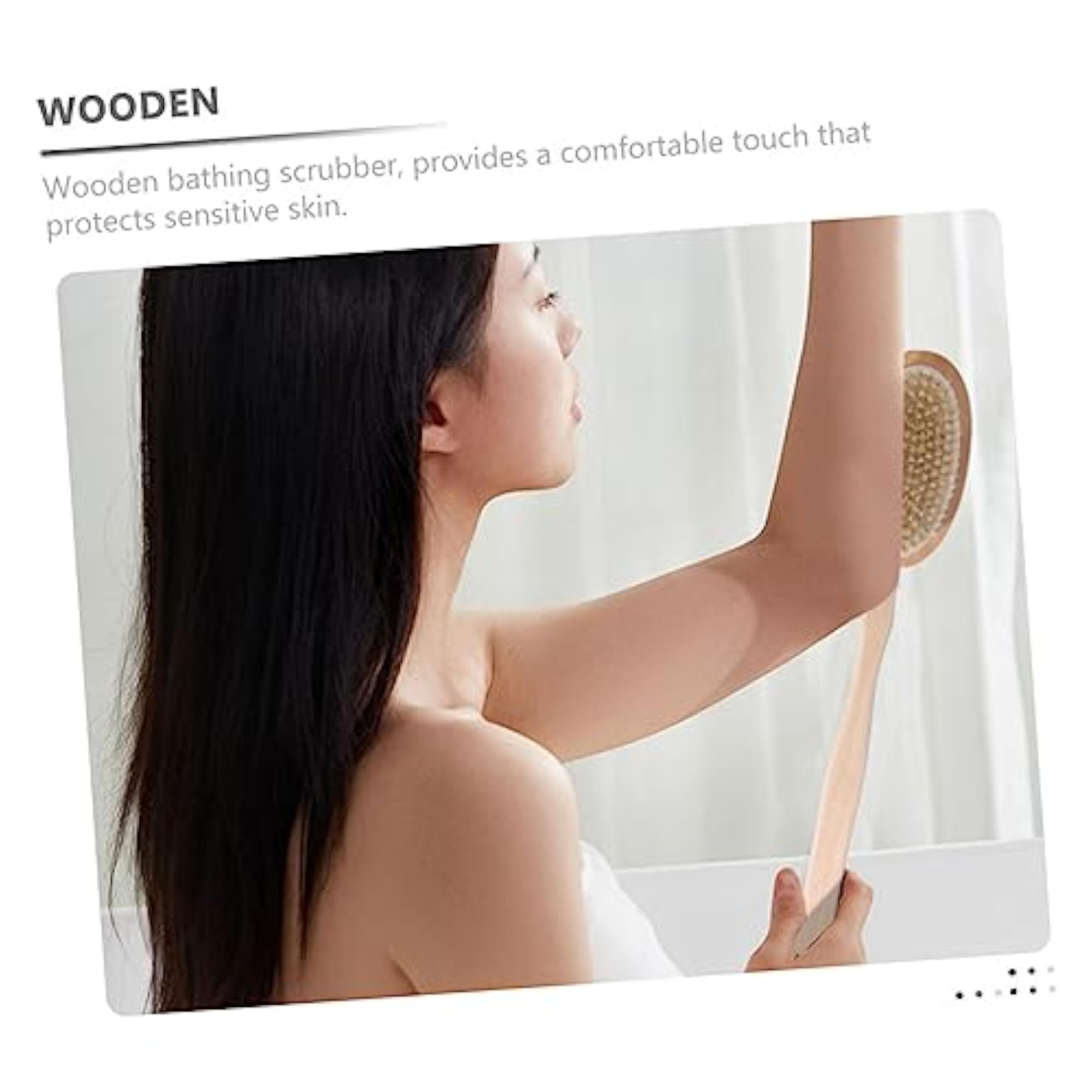 Dual-Sided Wooden Long Handle Bath Scrubbing Brush