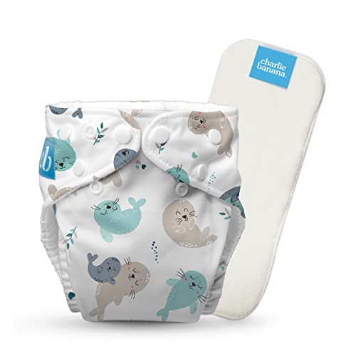 Image of Charlie Banana Cloth Diapers, Reusable, Washable, Adjustable One Size Diaper, for Babies and Toddlers, with Absorbent Insert - Seally, 1 Pack