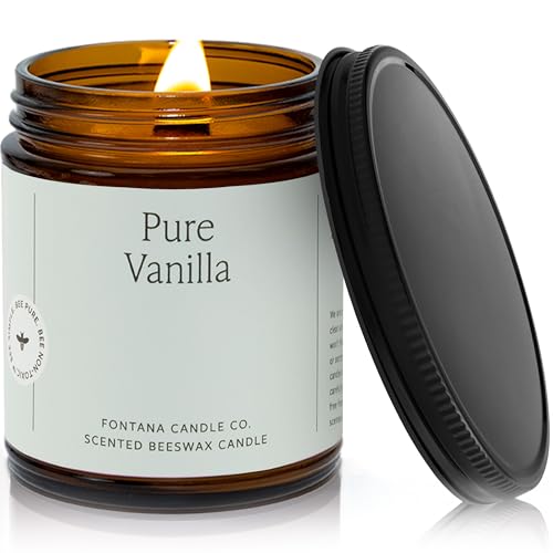 Fontana Candle Co Wood Wick Beeswax Jar Candle Vanilla Made Safe with Coconut Oil & Pure Essential Oils 35+ Hrs Clean Burn Long Lasting and Non-Toxic Candles for Home & Room Decor