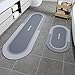 SIXHOME Tappeto Bagno Assorbente Antiscivolo Lavabile in Lavatrice tappetino da bagno ad asciugatura rapida tappeto in gomma fondo per bagno(blu,2pezzi,43x70cm+43x150cm) immagine