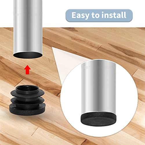 Image of Flyshop 8 Pack Black Plastic Hole Plug Round Tubing End Cap Chair Glide Inserts 22 mm, 7 /8 inch