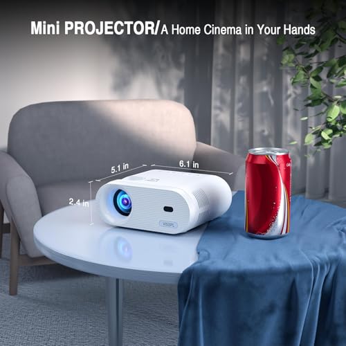 Image of Mini Projector, VISSPL Full HD 1080P Video Projector, Portable Outdoor Projector with Tripod, Kids Gift, Home Theater Movie Phone Projector Compatible with Android /iOS /Windows / (Cloud White)