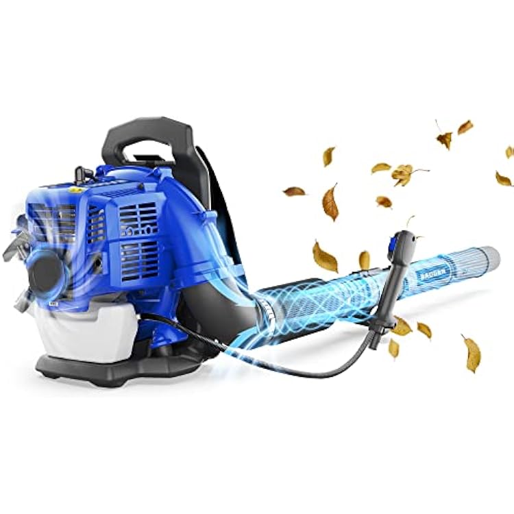 WILD BADGER POWER Leaf Blower Backpack, 43cc Gas Powered Strong Air Flow , Light Weight 17.4 lbs, Ideal for Leaf, Sand, Gravel, Snow, Yard and Driveway