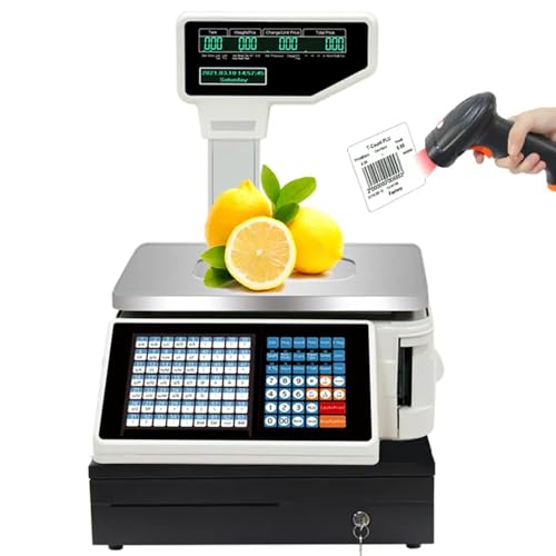 Electronic Price Computing Scale with Thermal Label Printer, 30kg Capacity, Pole Display for Retail Outlet, Food & Meat Shops,Machine