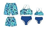 HenzWorld Familien-passende Badeanzüge Mutter Tochter zweiteilig Rüschen hohe Taille Blätter Druck Bademode Vater Sohn Hose Badeanzug Urlaub Strandkleidung Badeanzüge Sommer Badeanzüge, Dad 1945