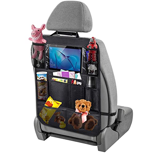 TICARVE Auto Rückenlehnenschutz Auto Rücksitz Organizer 600D Oxford Stoff Wasserdicht Rücksitz-Organizer mit iPad/Tablet-Tasche Autositz Organizer für Kinder Cover