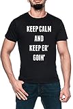 Fatto in EU Luxogo Keep Calm And Keep Er Goin PRO Gamer Uomo Nero T-Shirt Maglietta Maniche Corte Men\'s Black T-Shirt 5XL