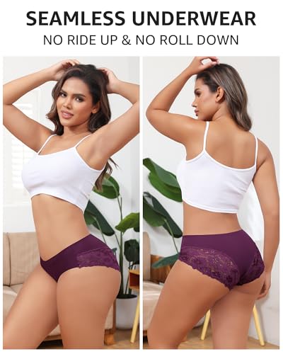 LEVAO Cheeky Underwear for Women Lace Seamless Bikini Panties Ladies Soft No Show Hipster 6 Pack S-XXL2